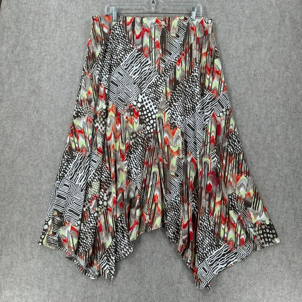 NWT CHICOS Asymmetrical Pull On Maxi Skirt Womens‎ LARGE Stretch Comfy Long Boho - Picture 2 of 9